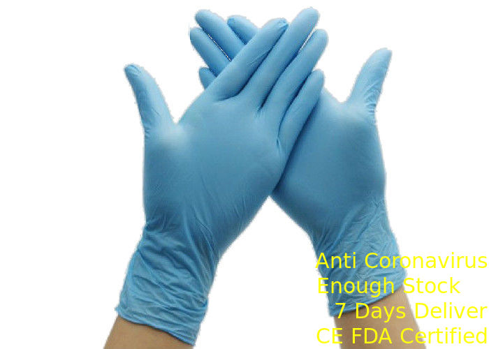 Αντιολισθητικά μπλε μίας χρήσης γάντια, αποστειρωμένη εύκαμπτη λειτουργία γαντιών νιτριλίων προμηθευτής