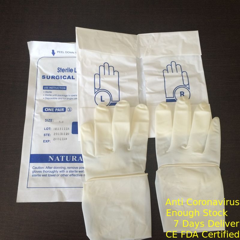 Αποστειρωμένα γάντια 7,5 εξέτασης CE μέση πρόσθετη μακριά σκόνη μικροϋπολογιστών μήκους αγκώνων προμηθευτής
