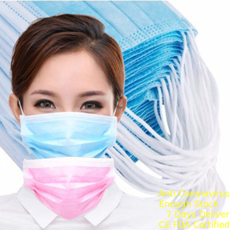 Μίας χρήσης μάσκα αναπνοής δημόσιων χώρων, μάσκα προσώπου 3 πτυχών μη υφαμένη προμηθευτής